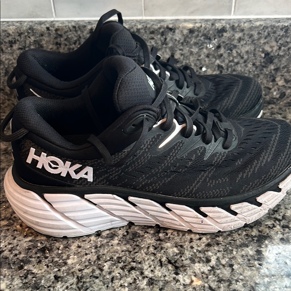 Hoka Black and White Athletic Sneakers